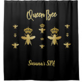 Aangepaste esthetische QUEEN BEE SPA Goud & Zwart  Douchegordijn (Voorkant)