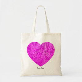 Aangepaste esthetische Vibrant Magenta Hart Patroo Tote Bag
