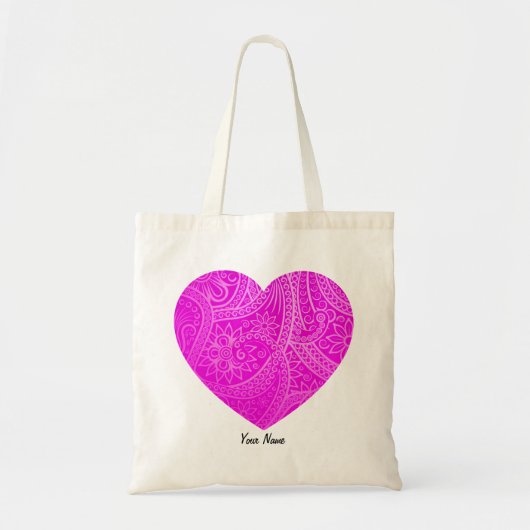 Aangepaste esthetische Vibrant Magenta Hart Patroo Tote Bag (Voorkant)