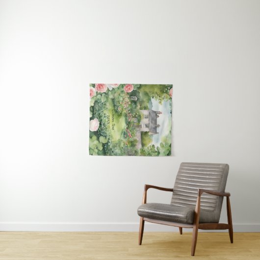 Aangepaste esthetische Waterverf Irish Village Cot Wandkleed (In Situ (horizontaal))