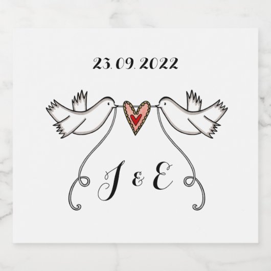 Aangepaste etiketten met witte doven voor gevechts (Enkel label)