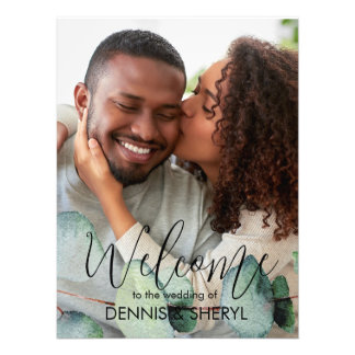 Aangepaste Eucalyptus Foto Modern Trouwbord Foto Afdruk