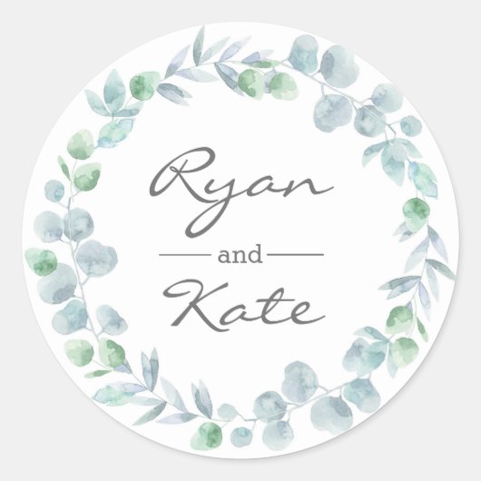 Aangepaste Eucalyptus garden Weddenschappen Ronde Sticker (Voorkant)