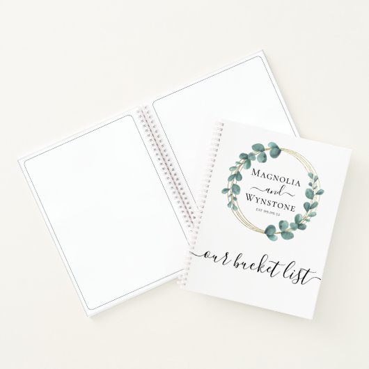 Aangepaste Eucalyptus Gold Foil op onze Bucket-lij Notitieboek (Binnen)