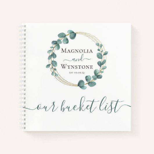 Aangepaste Eucalyptus Gold Foil op onze Bucket-lij Notitieboek (Voorkant)