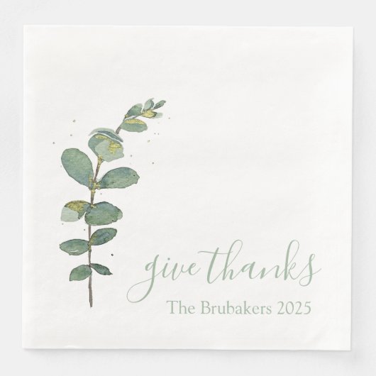 Aangepaste Eucalyptus Modern Geef Bedankt Thanksgi Servet (Voorkant)