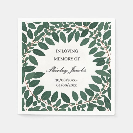 Aangepaste Eucalyptus rouwkrans Elegant herdenking Servet (Voorkant)