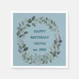 Aangepaste Eucalyptus Waterverfblad lichtblauw Servet