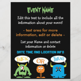 Aangepaste evenement Moppige Halloween Monsters Flyer