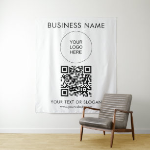 Aangepaste evenement seminar party logo tekst QR-c Wandkleed