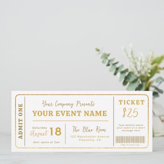 Aangepaste evenemententicket, Concert Fake Ticket, Kaart (Staand voorkant)