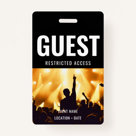 Aangepaste event- of concertnaam gast badge (Voorkant)