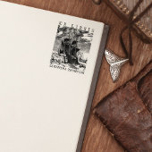 Aangepaste ex libris bibliotheekboek met oud schip rubberstempel