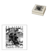Aangepaste ex libris bibliotheekboek met oud schip rubberstempel (Gestempeld)