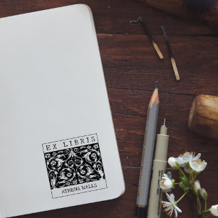 Aangepaste Ex Libris, Bloemen Boek Rubberstempel
