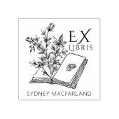 Aangepaste Ex Libris  Bloemenboek Rubberstempel (Afrduk)