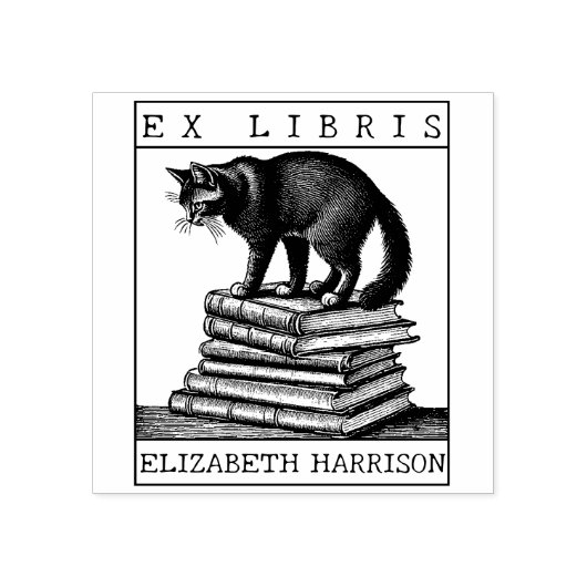 Aangepaste Ex Libris Boekplaat,  Kattenboek Rubberstempel (Afrduk)
