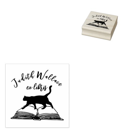 Aangepaste Ex Libris  Cat Library Boeken Rubberstempel (Gestempeld)