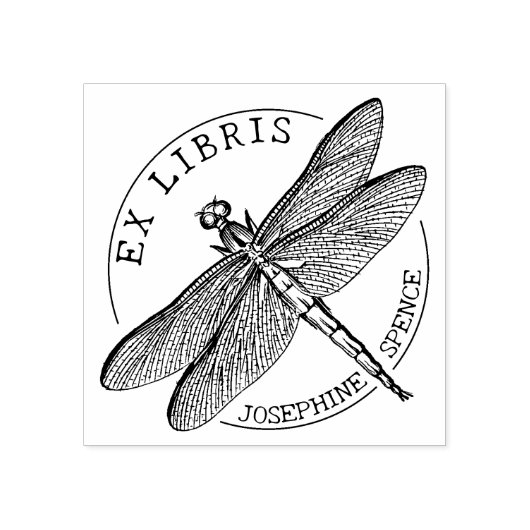 Aangepaste Ex Libris Dragon Fly, Boek Rubberstempel (Afrduk)
