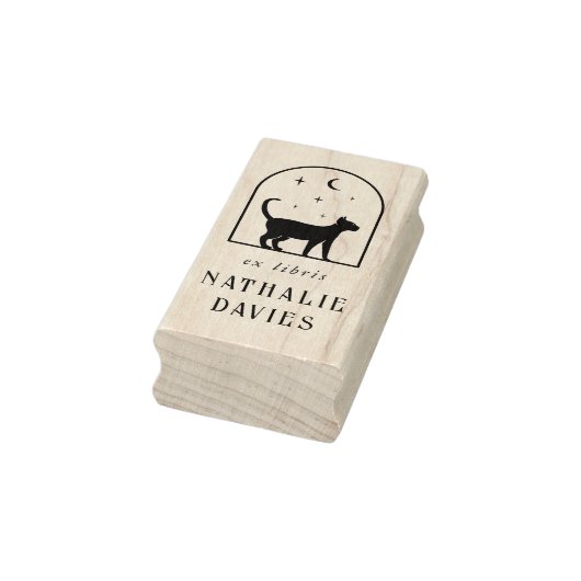 Aangepaste ex libris | Magische Maan Sterren & Kat Rubberstempel (Stempel)