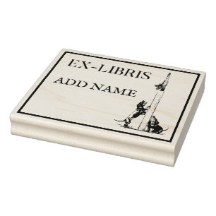 Aangepaste Ex-Libris Maple Wood Stamp Rubberstempel
