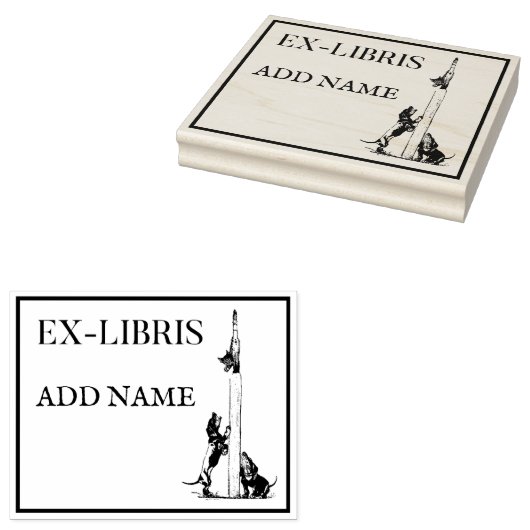 Aangepaste Ex-Libris Maple Wood Stamp Rubberstempel (Gestempeld)
