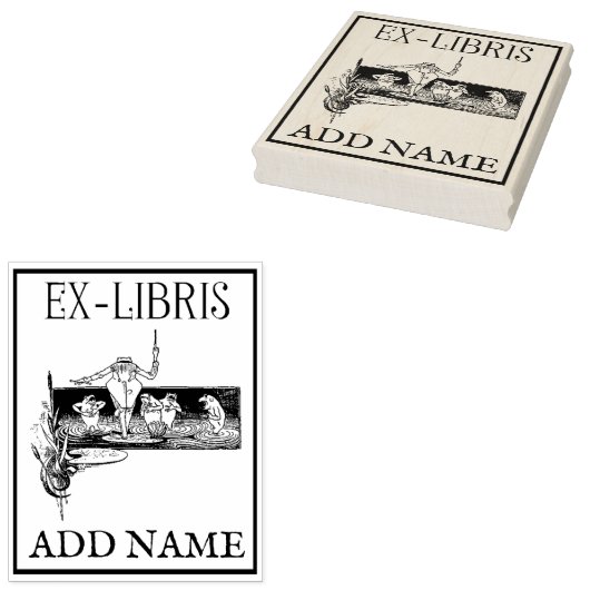 Aangepaste Ex-Libris Maple Wood Stamp Rubberstempel (Gestempeld)