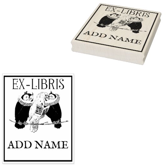 Aangepaste Ex-Libris Maple Wood Stamp Rubberstempel (Gestempeld)