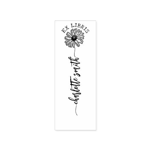 Aangepaste Ex Libris, Script Daisy Book Rubberstempel (Afrduk)