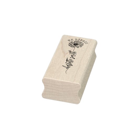Aangepaste Ex Libris, Script Daisy Book Rubberstempel (Stempel)