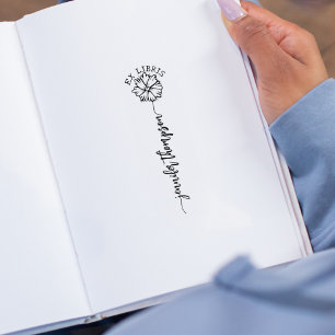 Aangepaste Ex Libris, Script Flower Book Rubberstempel