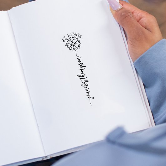 Aangepaste Ex Libris, Script Flower Book Rubberstempel