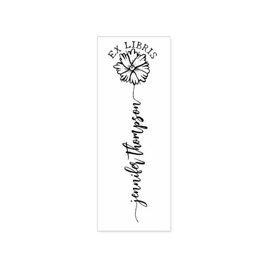 Aangepaste Ex Libris, Script Flower Book Rubberstempel (Afrduk)