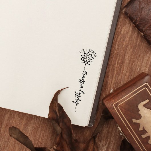 Aangepaste Ex Libris, Script Lotus Boek Rubberstempel