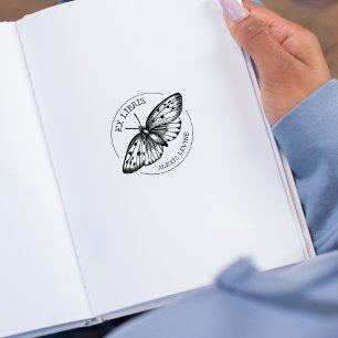 Aangepaste Ex Libris Vlinder, Boek Rubberstempel