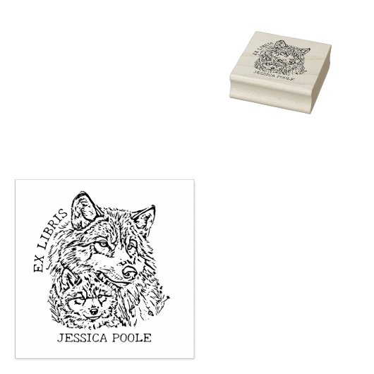 Aangepaste Ex Libris Wolf Bookplate Rubberstempel (Gestempeld)