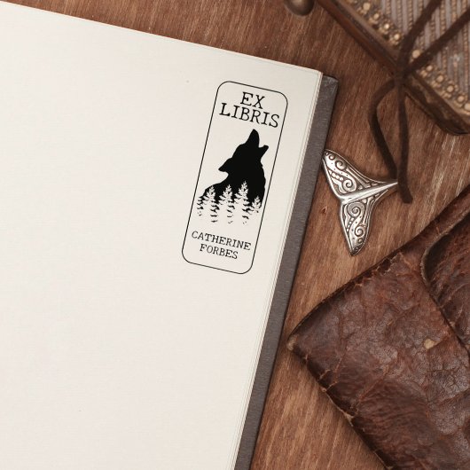 Aangepaste Ex Libris, Wolf Library Boek Rubberstempel
