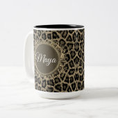 Aangepaste exotische luipaard afdrukken tweekleurige koffiemok (Voorkant links)