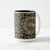 Aangepaste exotische luipaard afdrukken tweekleurige koffiemok (Voorkant rechts)