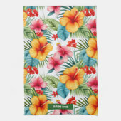 Aangepaste Exotische Waterverf Hawaiian Floral Theedoek (Verticaal)