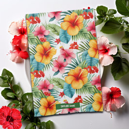 Aangepaste Exotische Waterverf Hawaiian Floral Theedoek