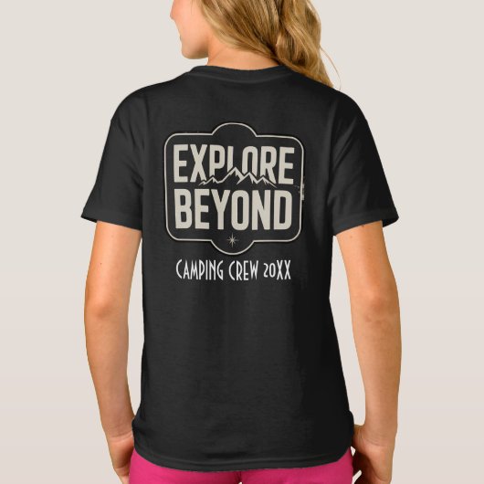 Aangepaste Explore Beyond Camping Crew 2026 T-shirt (Achterkant)