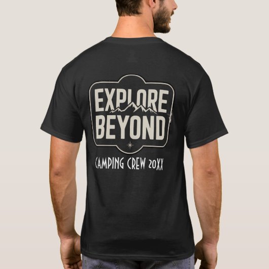 Aangepaste Explore Beyond Camping Crew 2026 T-shirt (Achterkant)