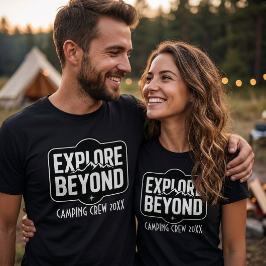 Aangepaste Explore Beyond Camping Crew 2026 T-shirt