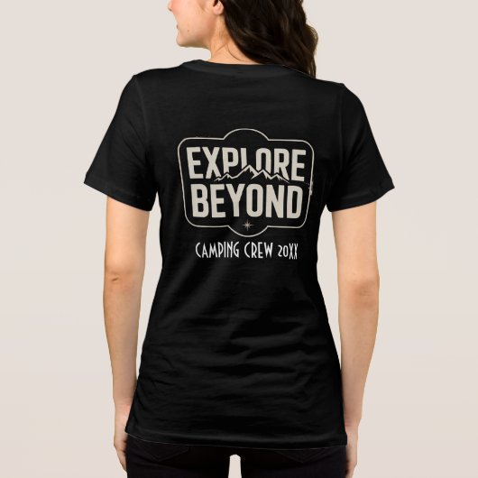 Aangepaste Explore Beyond Camping Crew 2026 Tri-Blend Shirt (Achterkant)