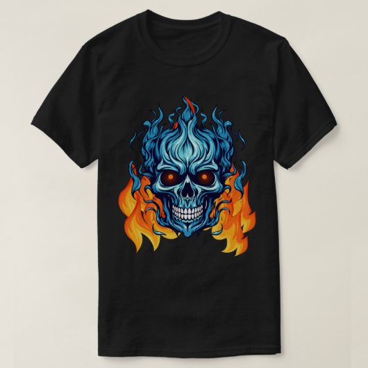 Aangepaste eye catching monster in blauw Vuur zwar T-shirt (Design voorkant)