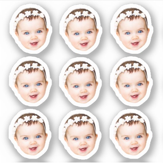 Aangepaste Face Party Favorieten 5e Verjaardag Dec Sticker (Voorkant)