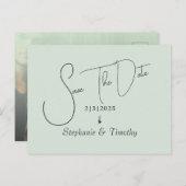 Aangepaste Faded Photo Mint minimalist Uitnodiging Briefkaart (Voorkant / Achterkant)