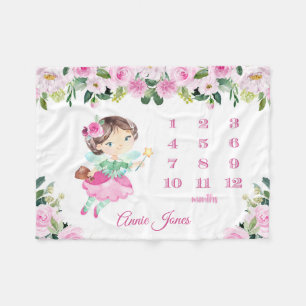 Aangepaste Fairy Baby Name Blanket Milestone Fleece Deken