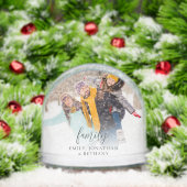 Aangepaste familie 2 foto's Overlay namen Datum Sneeuwbol (Kerstmis)